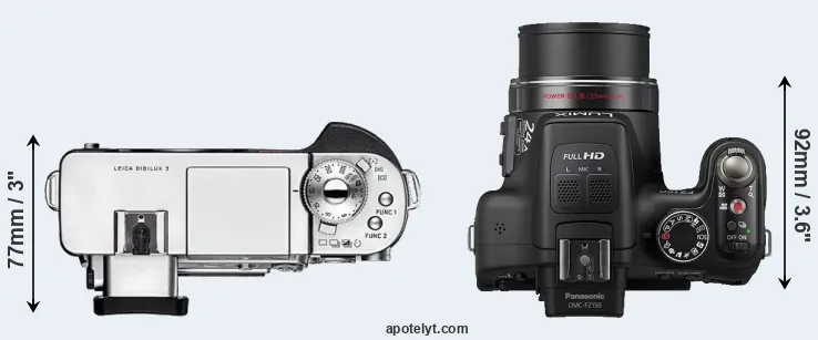 Compare Digilux 3 versus FZ150 top