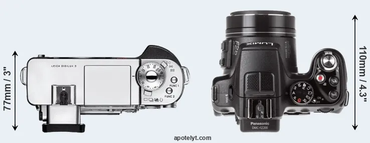 Compare Digilux 3 versus FZ200 top