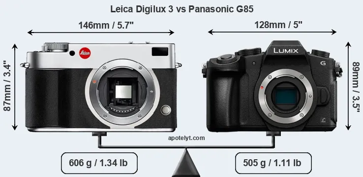 Size Leica Digilux 3 vs Panasonic G85