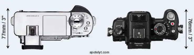 Compare Digilux 3 versus GH2 top