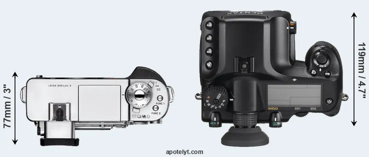 Compare Digilux 3 versus 645D top