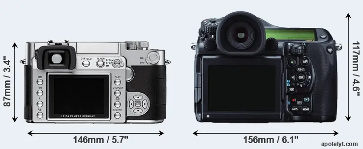 Comparison Digilux 3 or 645Z rear
