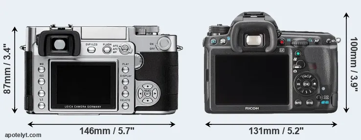 Comparison Digilux 3 or K-3 rear