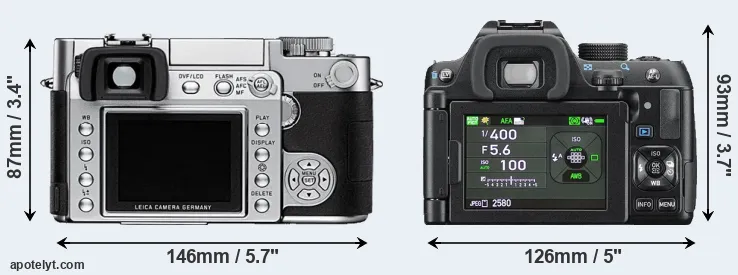 Comparison Digilux 3 or K-70 rear