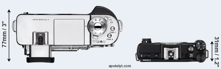 Compare Digilux 3 versus Pentax Q top