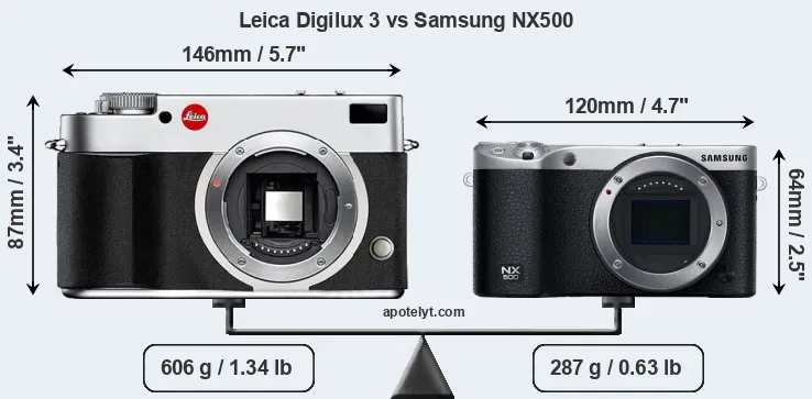 Size Leica Digilux 3 vs Samsung NX500