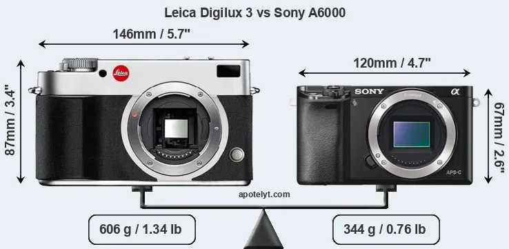 Size Leica Digilux 3 vs Sony A6000