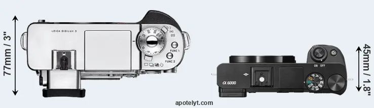 Compare Digilux 3 versus A6000 top