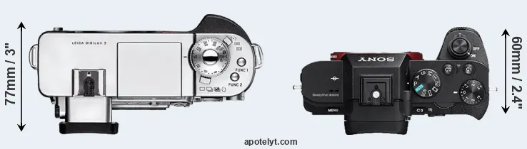 Compare Digilux 3 versus A7 II top