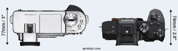 Compare Digilux 3 versus A7 III top