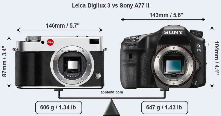 Size Leica Digilux 3 vs Sony A77 II