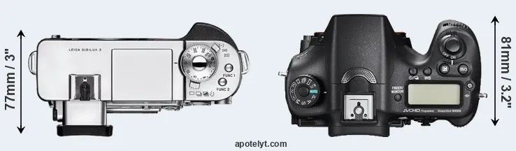 Compare Digilux 3 versus A77 II top
