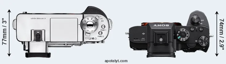 Compare Digilux 3 versus A7R III top