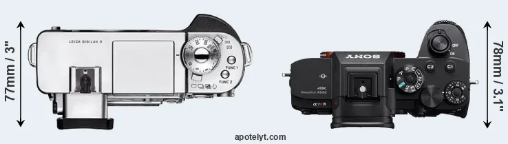 Compare Digilux 3 versus A7R IV top