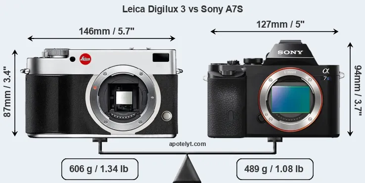 Size Leica Digilux 3 vs Sony A7S