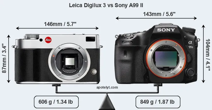 Size Leica Digilux 3 vs Sony A99 II