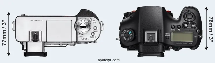 Compare Digilux 3 versus A99 II top