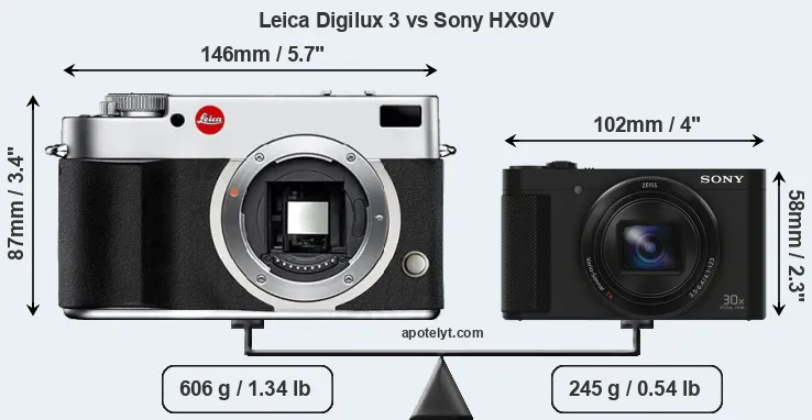 Size Leica Digilux 3 vs Sony HX90V