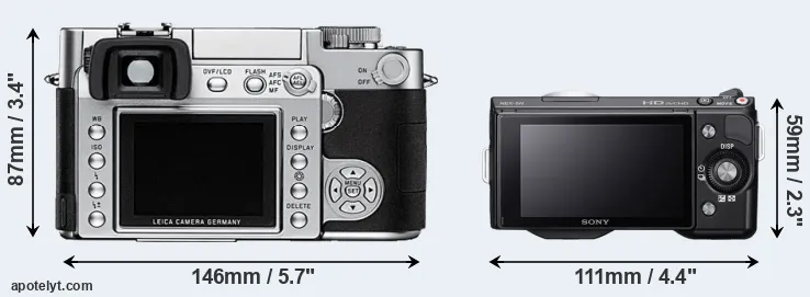 Comparison Digilux 3 or NEX-5N rear