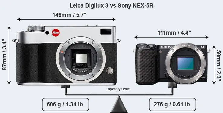 Size Leica Digilux 3 vs Sony NEX-5R