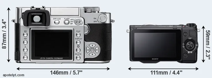 Comparison Digilux 3 or NEX-5R rear
