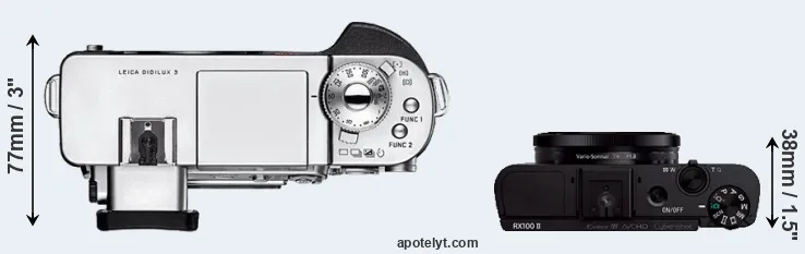 Compare Digilux 3 versus RX100 II top