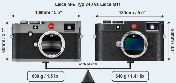Size Leica M-E Typ 240 vs Leica M11