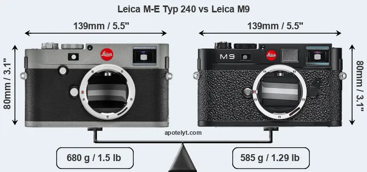 Size Leica M-E Typ 240 vs Leica M9