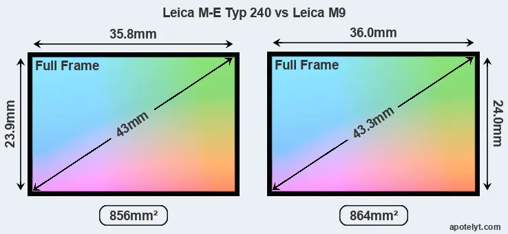 Leica M-E Typ 240 and Leica M9 sensor measures