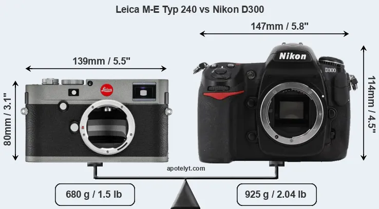 Size Leica M-E Typ 240 vs Nikon D300