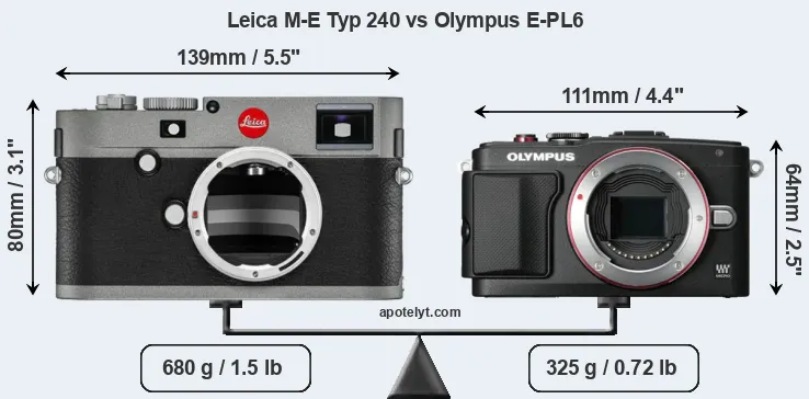 Size Leica M-E Typ 240 vs Olympus E-PL6