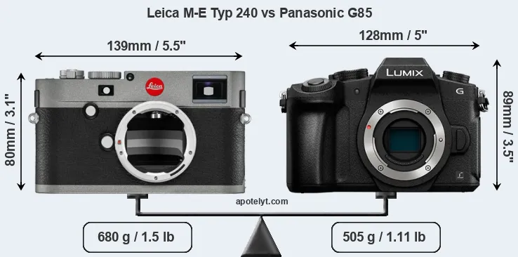 Size Leica M-E Typ 240 vs Panasonic G85