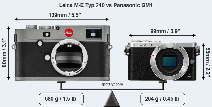 Size Leica M-E Typ 240 vs Panasonic GM1