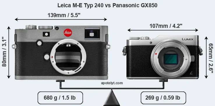 Size Leica M-E Typ 240 vs Panasonic GX850
