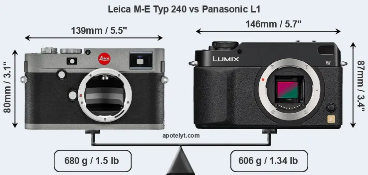 Size Leica M-E Typ 240 vs Panasonic L1