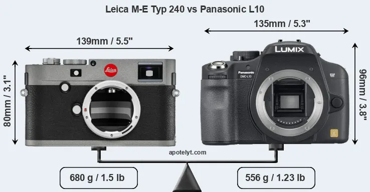 Size Leica M-E Typ 240 vs Panasonic L10
