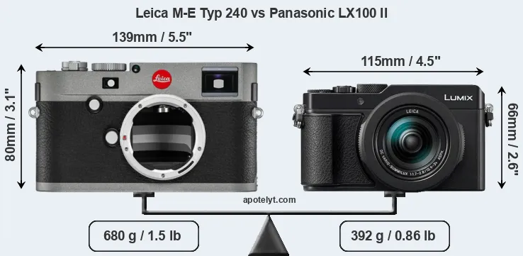 Size Leica M-E Typ 240 vs Panasonic LX100 II