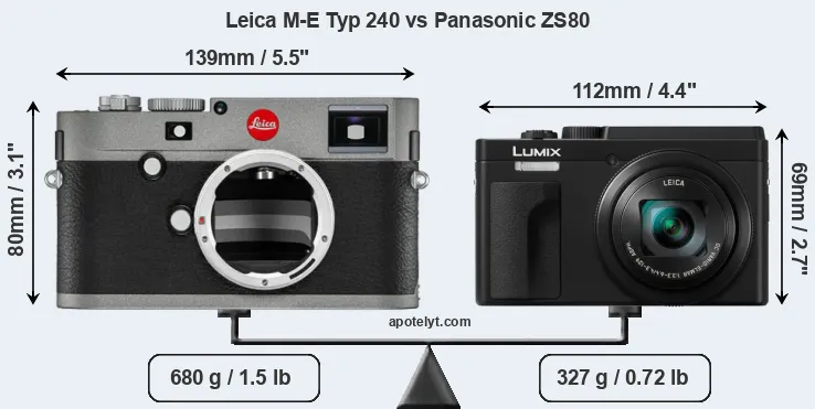 Size Leica M-E Typ 240 vs Panasonic ZS80