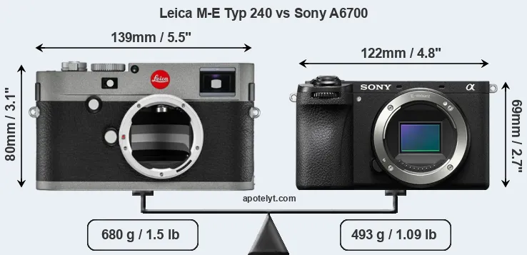 Size Leica M-E Typ 240 vs Sony A6700