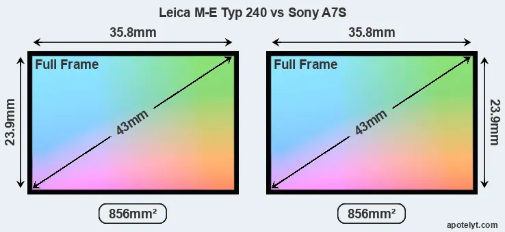 Leica M-E Typ 240 and Sony A7S sensor measures