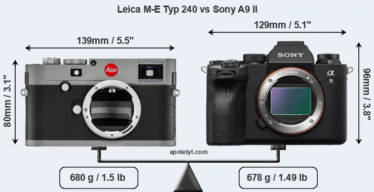 Size Leica M-E Typ 240 vs Sony A9 II