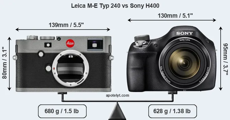 Size Leica M-E Typ 240 vs Sony H400