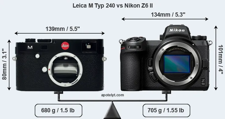 Size Leica M Typ 240 vs Nikon Z6 II