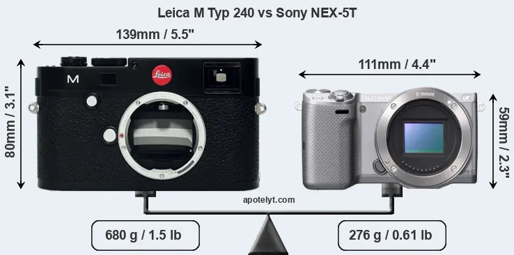 Size Leica M Typ 240 vs Sony NEX-5T