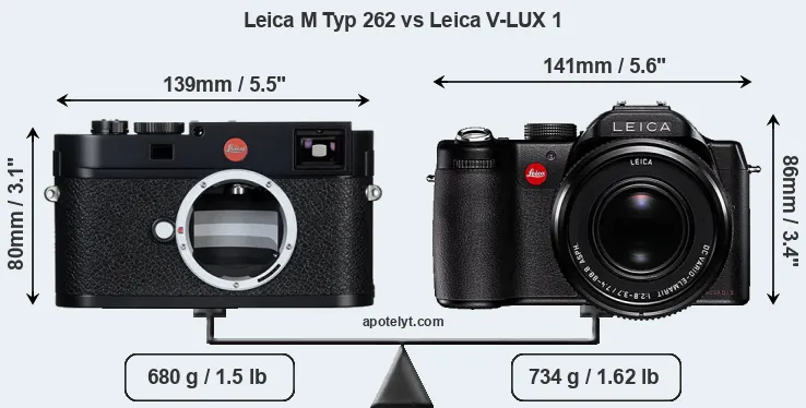 Size Leica M Typ 262 vs Leica V-LUX 1