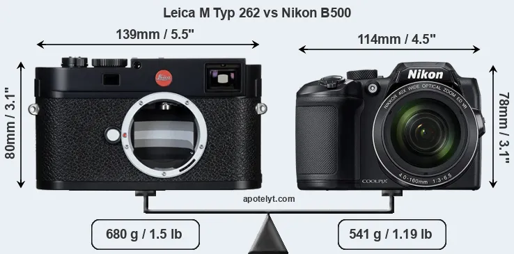 Size Leica M Typ 262 vs Nikon B500