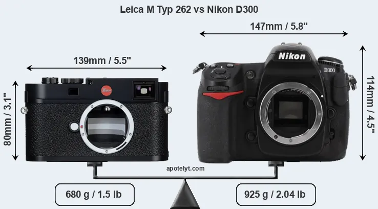 Size Leica M Typ 262 vs Nikon D300