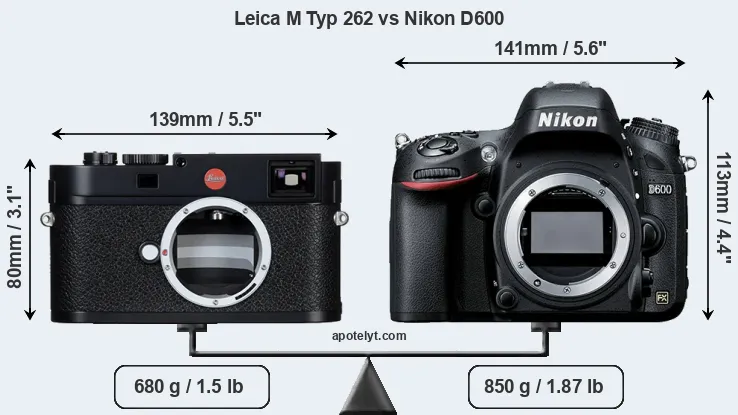 Size Leica M Typ 262 vs Nikon D600