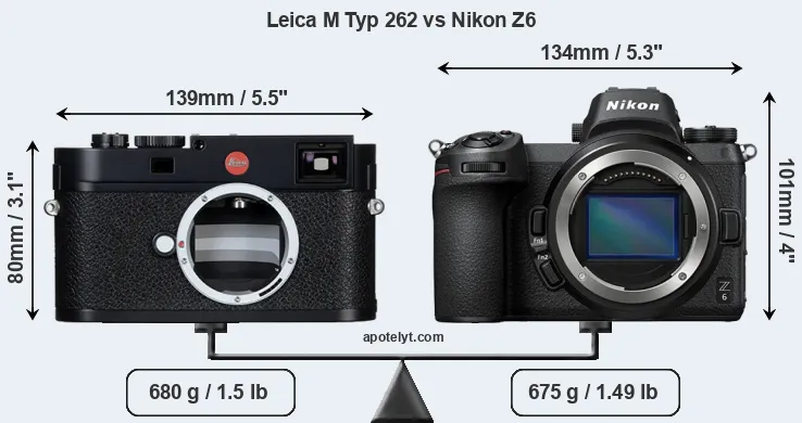 Size Leica M Typ 262 vs Nikon Z6