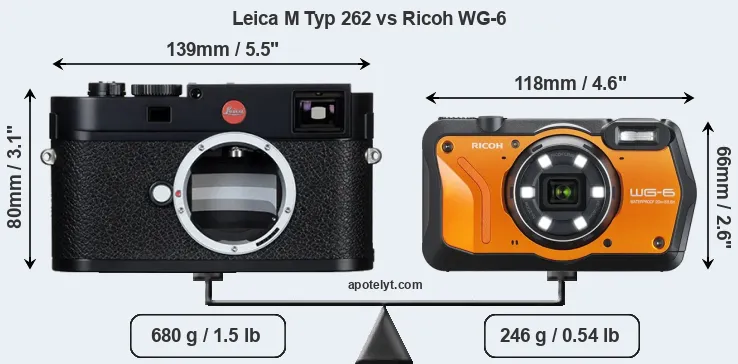 Size Leica M Typ 262 vs Ricoh WG-6